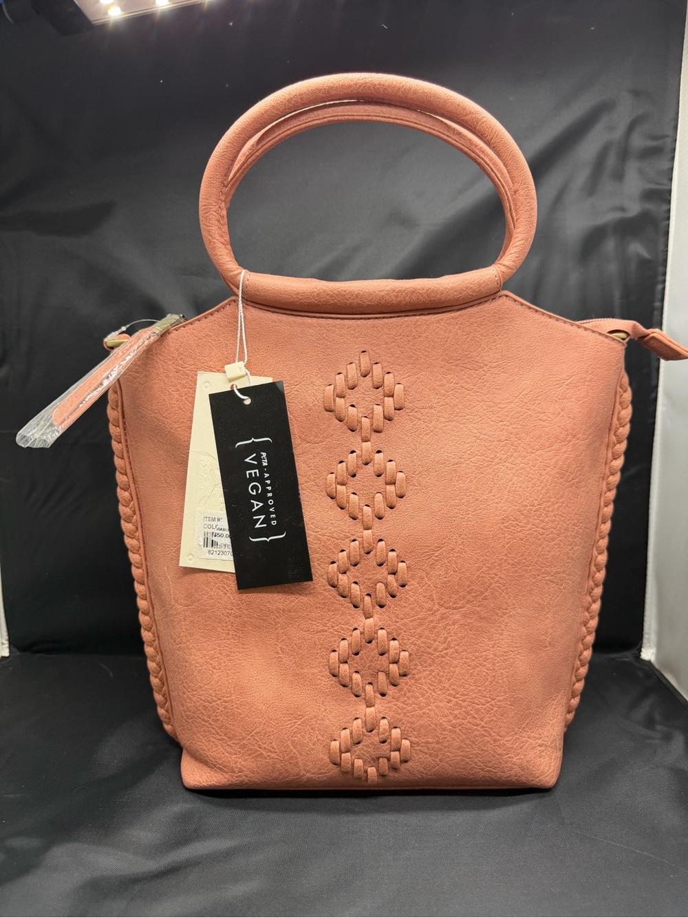 Vegan Dusty Rose (Pink) Purse with Braided Trim and Top Handles